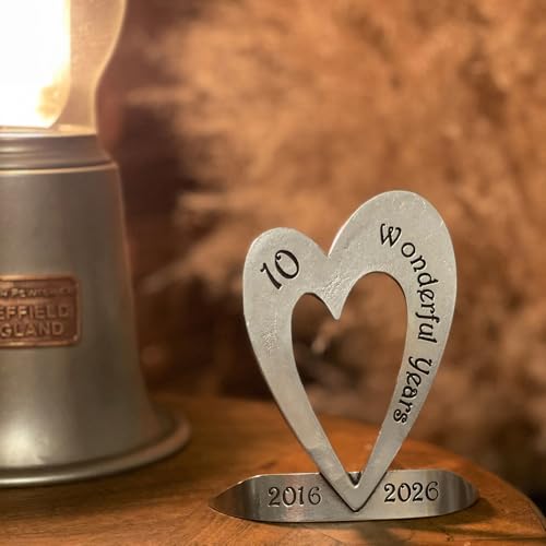 English Pewter Company 10th Tenth Tin Ten Year Wedding Anniversary Heart Keepsake Gift Personalised with Your Years [ANN100]