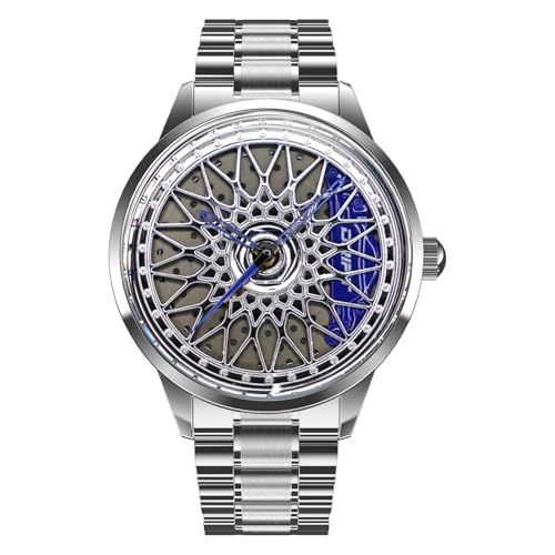 DriftElement Racing Rim Watch Motorsport-inspirierte Armbanduhr mit Felgen-Design Hochwertiges Edelstahlgehäuse & Präzises Quarzwerk Perfekt für Auto- & Rennsport-Fans (Blau)