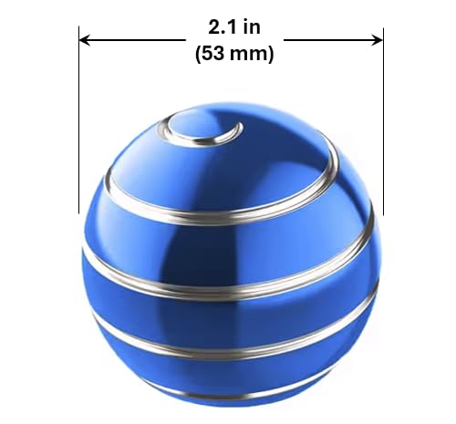 Kinetic Spinner Ball (2.1 inch) for Office Use or Gift, Adult Desktop Toy, Mesmerizing Optical Illusion Stress Relief Gadget, Blue