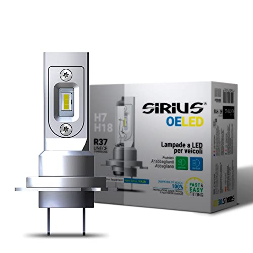 Sirius 2 lampadine LED H7 H18 dimensioni originali 6000K Ice White senza adattatori
