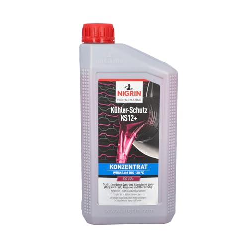 Nigrin Performance KS12+ - Protector de refrigeración concentrado para motores de gasolina y diésel, anticorrosión, anticongelante, protección contra sobrecalentamiento, tecnología OAT (1,5 L)
