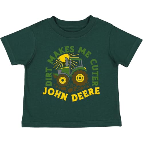 John Deere Infant Boys Dirt Makes Me Cuter Tractor Tshirt in Dark Green
