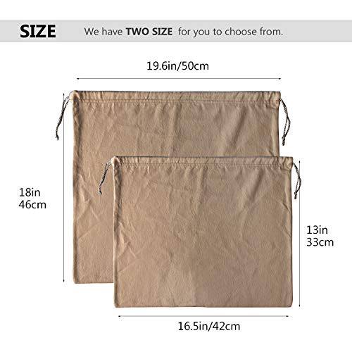 Image of PlasMaller Dust Cover Storage Bags Purified 100% Cotton with Drawstring Pouch For Handbags Purses Pocketbooks Shoes Boots Set of 2 (16.5 x 13 in)