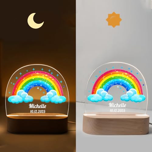 Lámpara de noche personalizada con luces LED y base de madera miniatura 5
