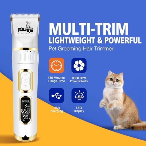 Pet Clippers For Cats Low Noise, 3Speed Grooming Kit For Matted Hair, Includes