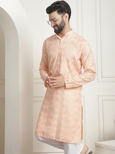 Image of SOJANYA (Since 1958 Men's Cotton Embroidered Printed Only Long Kurta