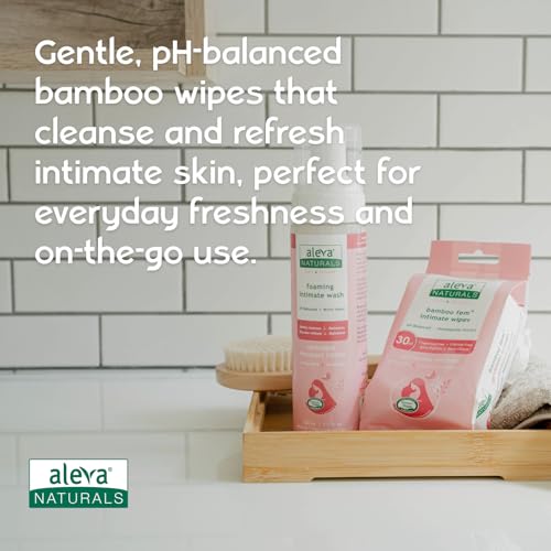 Image of Aleva Naturals Bamboo Fem Wipes for Woman - Ultra-Soft, Biodegradable, pH Balanced Formula to Refresh Intimate Areas, Gentle Cleansing Wipes - Value Pack- 30 Count X 12 (360 Count)