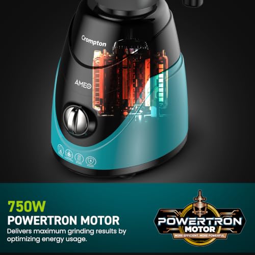 Image of Crompton Ameo 750W 5 Jar Mixer Grinder | Easy to Clean Special Grind and Store Jars | Powertron Motor | Brand Warranty: 2 Years on Motor & 1 Year on Product