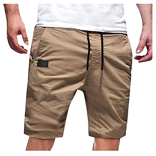 Image of Mens Casual Shorts Drawstring Summer Beach Stretch Twill Chino Golf Shorts Breathable Outdoor Hiking Joggers Short