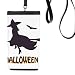 Witches Ride Broomsticks Bat Halloween Phone Wallet Purse Hanging Mobile Pouch Black Pocket