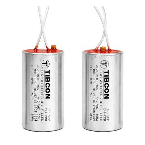 Image of 2.25 MFD Oil Filled Motor Run Capacitor, 440V AC, for Ceiling Fans, Air Coolers & Exhaust Fans, Pack of 2
