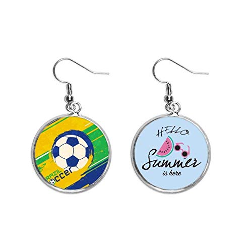 Pendientes de sandía Brasil futbol pendientes deportivos verano lóbulo mujer