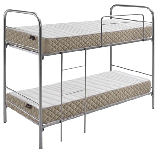 Miroytengo Litera Eco Metal en Color Plata con Somieres Escalera y Barandilla 90x190 cm - Ahorra Espacio