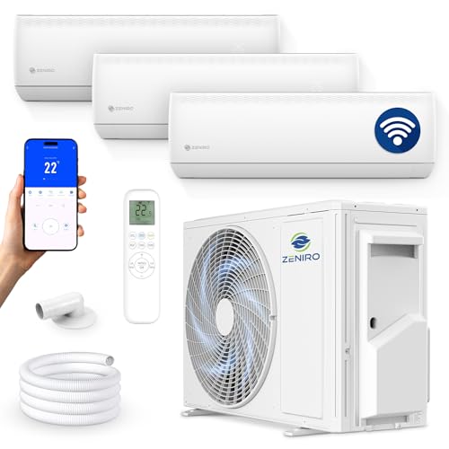 ZENIRO Multi Split Klimaanlage 3 Innengeräte Set (3 x 3,5kW) Klimagerät Air Conditioner mit Heizfunktion 27000 BTU 5,3kW A++ WiFi/App-Steuerung 4D...