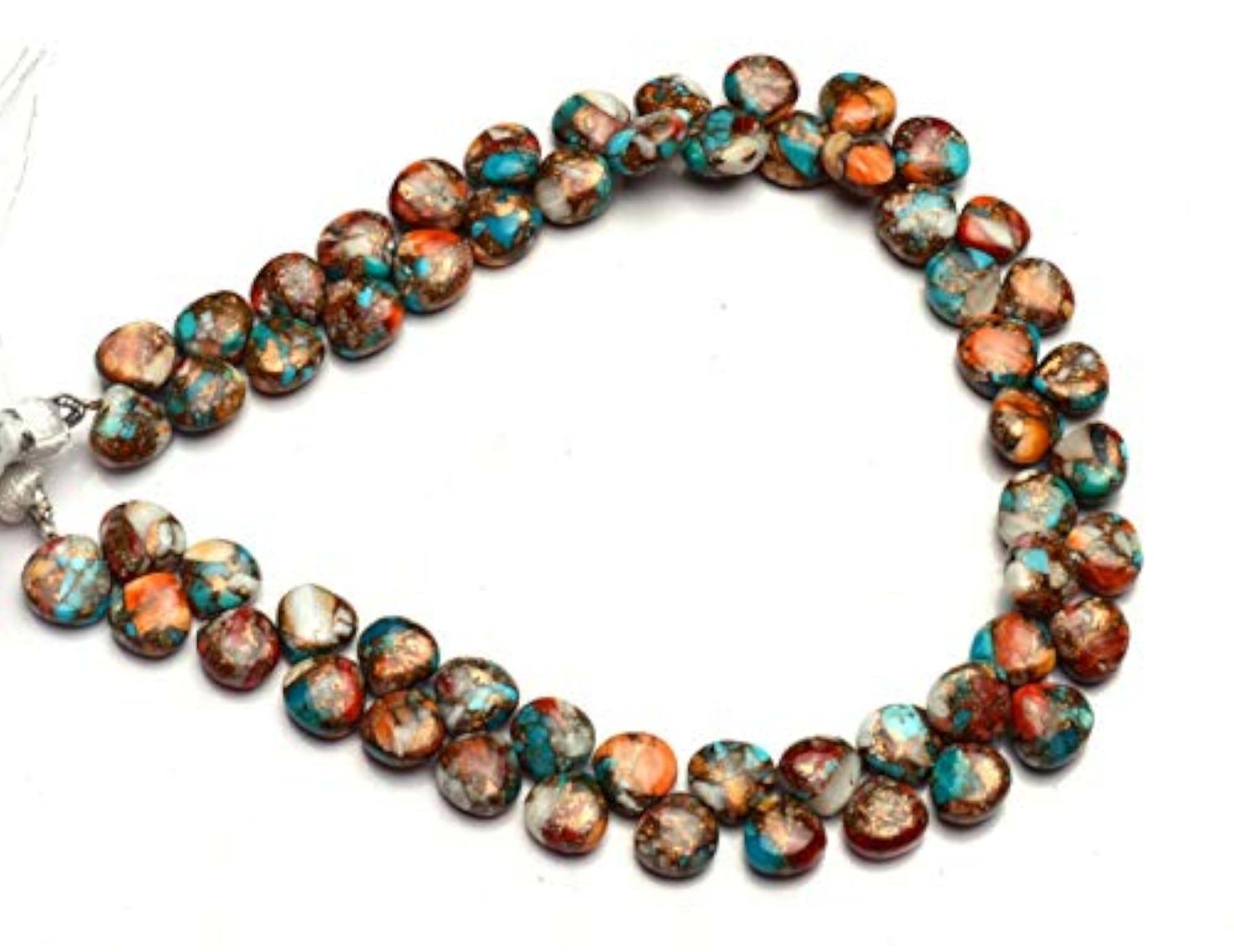 Oyster Copper Turquoise Heart Shape Smooth Cut Stones for Jewellery Making