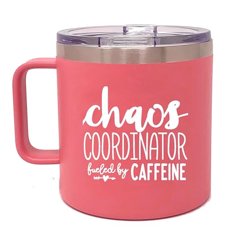 Product Image of the Brooke & Jess Designs Chaos Coordinator 14 oz Coffee Mug - Best Insulated Travel Tumbler for Boss Women - Great Gifts for Mom, Coworker, Bosses, Christmas, Birthday