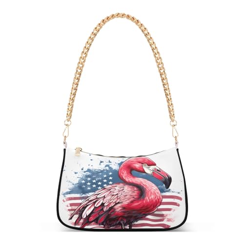 Image of Shoulder Bags for Women American US Flag Independence Day Patriotic Hobo Tote Handbag Small Clutch Purse with Zipper Closure