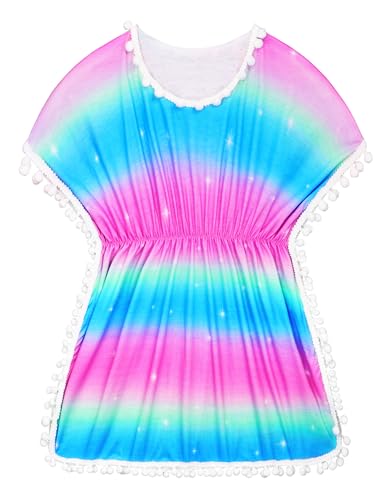 Girls Swim Cover Up Short Sleeve Quick Dry Kids Beach Pool Bathing Suit Wraps2