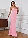 Capuffy Women's Spaghetti Straps Mermaid Maxi Dress Drape Neck Backless Elegant Evening Gown Wedding Guest Formal Dress 359(Pink,XS)