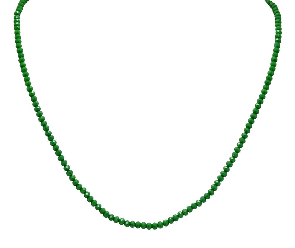 Jaipur Emerald Green Zircon Faceted Bead Necklace For Men & Women - CN1042 (Green)-image-1