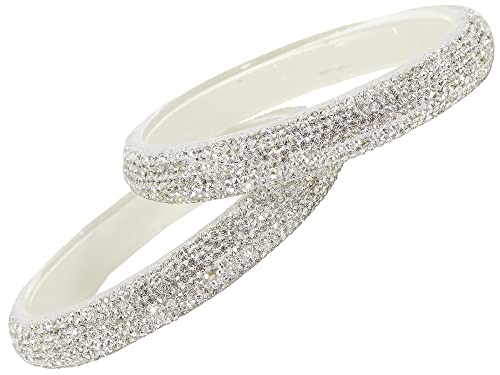 Image of NMII Glass with Zircon Gemstone and Glitter Kada Set For Women and Girls