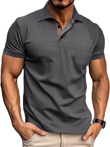Comilaka Polo Homme Manches Courtes Polos Casual T-Shirt Couleur de Contraste Regular Fit Été...