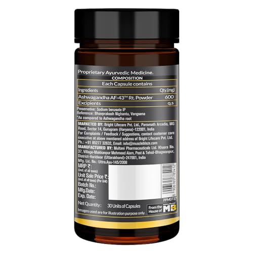 Koshaveda Shilajit Pro Gold by MuscleBlaze (60 Tablets) with Ashwagandha AF-43 600mg (30 Capsules) | for Strength & Recovery