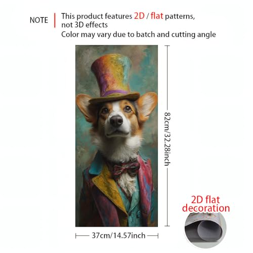 Image of 14.6x32.3 Inch Trash Can Cover Corgi Wearing Colorful Suit and Tall Hat Design Outdoor Garbage Bin Decoration Sticker Wrap