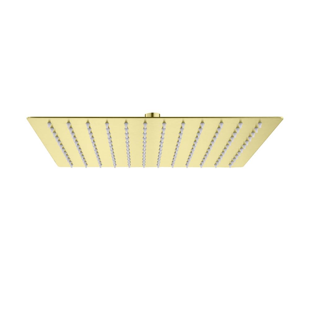 Aloni® Regenduschkopf eckig 30x30 cm, Rainshower Kopfbrause Gold gebürstet, Regendusche mit Anti-Kalk-Noppen, luxuriöses Design, moderner Duschkopf für Dusche & Bad, pflegeleichte Überkopfbrause