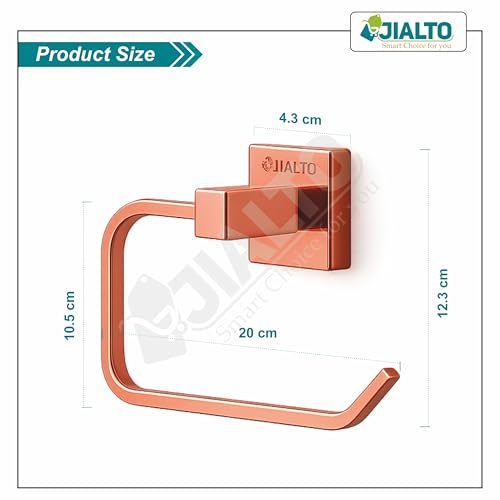 Image of JIALTO Rose Gold Finish Towel Ring - Wall Mounted Stainless Steel Rustproof Towel Holder for Bathroom and Kitchen - Square Hand Towel Hanger for Wash Basin Toilet Sink Area (Pack of 2)