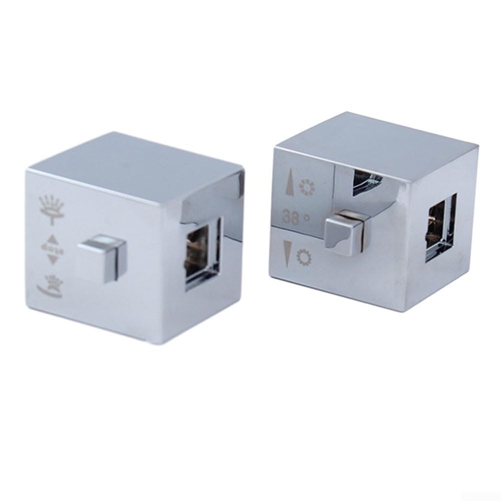 SPORTARC 1 Pair Shower Temperature Control Knob Handle, Square Shower Temperature Control Chrome Thermostatic Knob Handles - Image 2