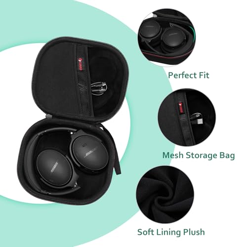 Image of XANAD Hard Case for Bose QuietComfort, QC Ultra, QC 45, QC 35, QC45 SE, QC SE Wireless Noise Cancelling Headphones, Soundcore H30i On-Ear Headphones - Black