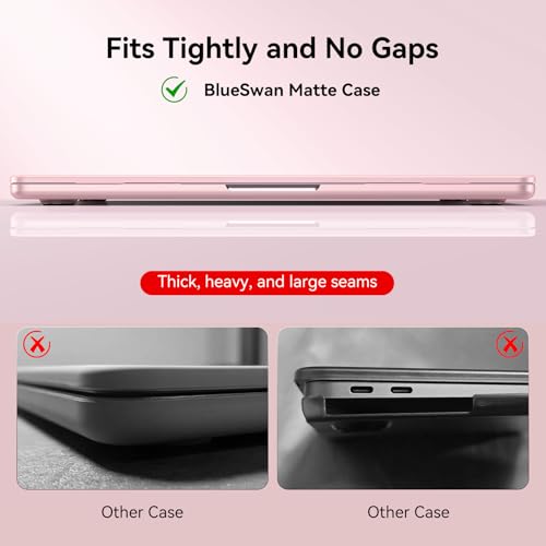 Image of BlueSwan for MacBook Air 13 inch Case, M4 M3 M2 2025-2022 A3240 A3113 A2681, 100% Match Official Color, Scratch Resistant, Easy to Snap on, Air 13.6 Hard Shell Protective Laptop Cover, Matte Pink