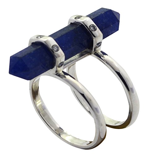 Bague Lapis Lazuli véritable anneaux argent 925 artisanale taille H à Z