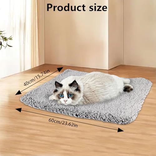 MJFENDAI Thermal Plush Fur Pet Mat, Self Heating Cat Bed for Indoor Cats Kitten Puppy, Cat Heat Pad Cushion Washable for Sofa & Crate & Kennel & Car Seat (40cm X 50cm, Grey) - Image 3