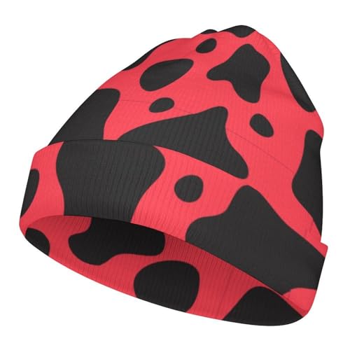 Cow Pattern Kids Beanie Hat for for Girls Boys Children Cap Winter Knitted Chemo Cancer Headwear Accessories Gifts Decoration Black