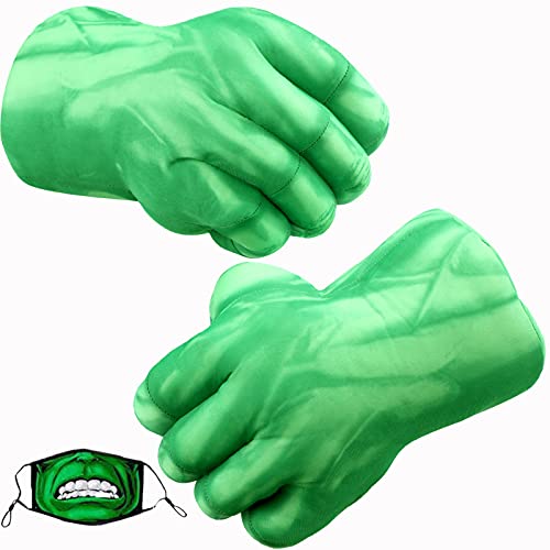 KILATIVE Grass Green Gloves and Accessories,Superhero Gloves Superhero Toy Hands Kids Soft Plush Superhero Gloves Cosplay for Boy Girl Christmas Halloween Birthday Gift