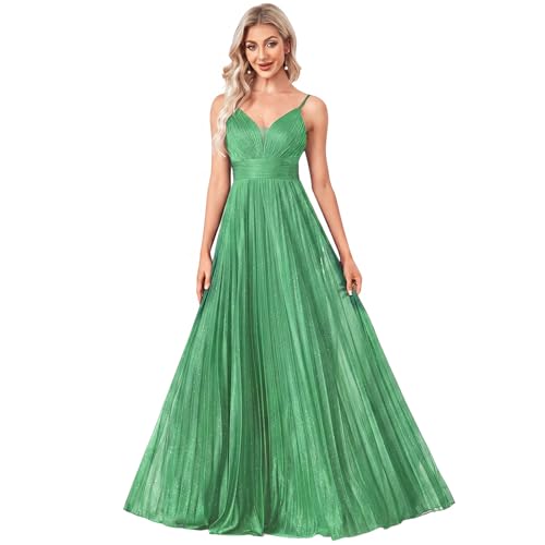 Image of Sexy Backless Maxi Formal Dress for Women with Sequin, Sleeveless Pleated Evening Gowns for Wedding and Cocktail