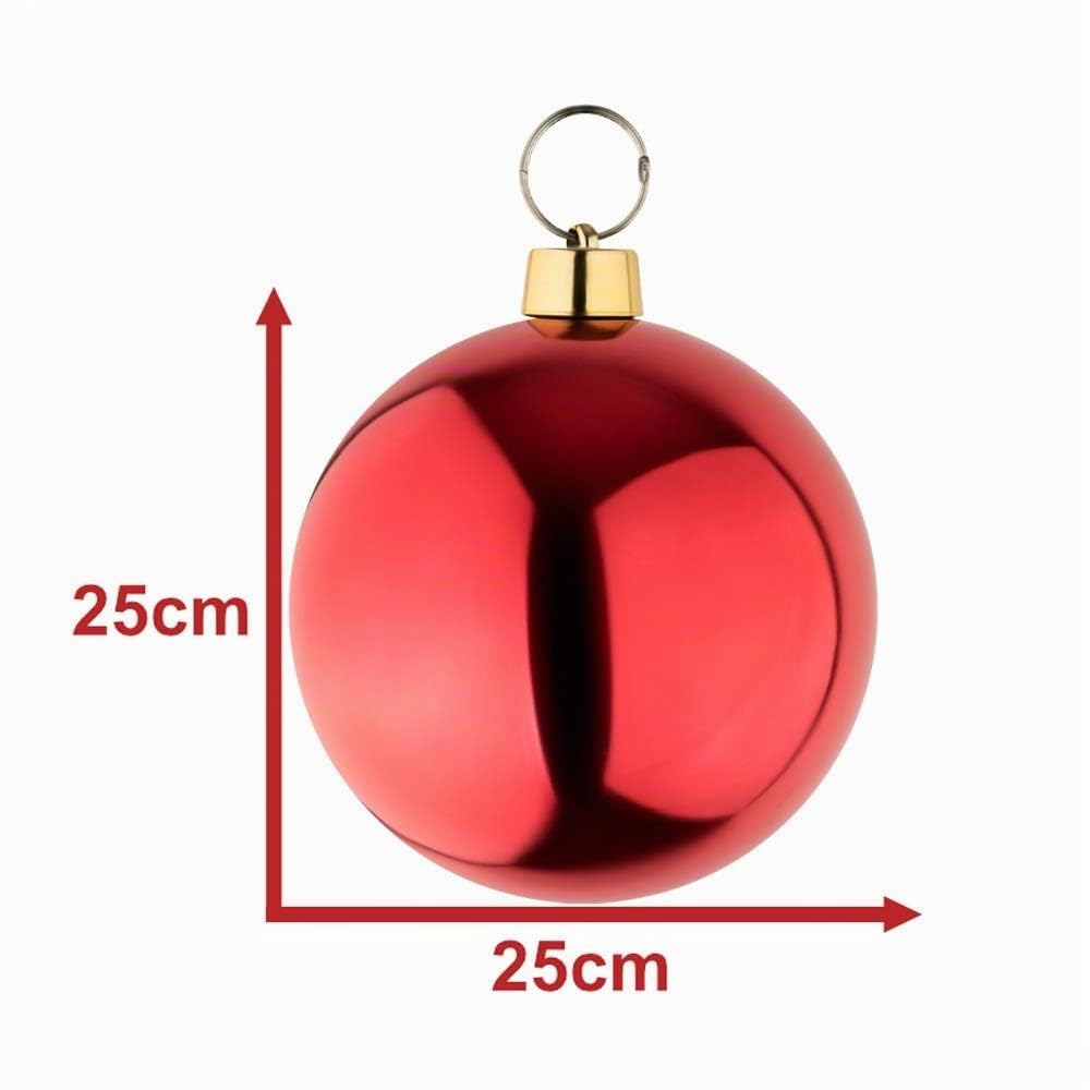 8 große Weihnachtskugeln Christbaumkugel rot glänzend 25 cm Durchmesser. Für Innen und wetterfest für Aussen.Mit Stahlring zur wiederverwendbaren Befestigung (8 Kugeln je 25 x 25 cm)