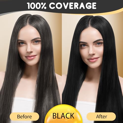 Image of IIIMEIDU Black Hair dye Shampoo 3 in 1, Natural Hair Color Shampoo for Gray Hair, Tinte Para el Cabello for Women and Men Grey Coverage, 350ml
