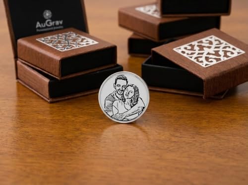 Image of AuGrav Jewels Personalized Photo Engraved Silver Coin | 999 Pure Silver Certified | Custom Wedding, Anniversary & Special Occasion Gift | 1-5-10-20-25-30-50-100 Grams
