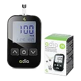 adia Diabetes-Set (Messeinheit: mg/dl) mit 60 Blutzuckerteststreifen, Stechhilfe, 10 Lanzetten in praktischer Tasche zur Blutzuckerkontrolle