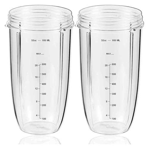 2 vasos de repuesto de 946 ml (32 oz) for licuadora, compatibles con licuadoras NutriBullet de 600 W y 900 W.