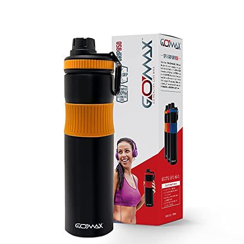 Image of GOMAX Stainless Steel Water Bottle 850ml For Men&Women,Non Slip Water Bottle,Use In Travelling, Yoga, sports, Camping, school Regular use Water Bottle (Orange)