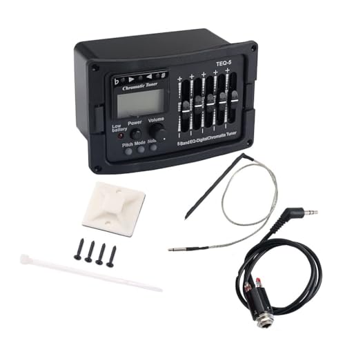 Ogdni 5 Band Acoustic Guitar Preamp EQ Equalizer Pickup Acoustic Guitar Amplifier Digital Chromatia Tuner Piezo Pickup for Acoustic Guitar Accessory