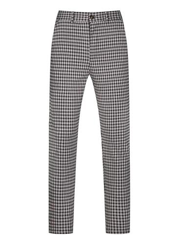 Lars Amadeus Plaid Dress Pants for Men's Classic Straight Leg Business Tartan Trousers