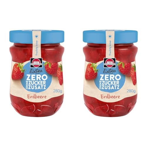 Schwartau Extra Zero Erdbeere, Fruchtaufstrich ohne Zuckerzusatz, 15 kcal pro 25g, 280g (Packung mit 2)