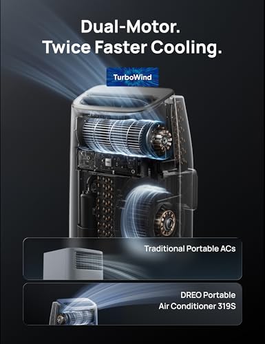 Image of DREO Portable Air Conditioner 319S, 10000 BTU ASHRAE (6000 BTU DOE) Smart AC Unit for Bedroom with Drainage-free Cooling, Fan&Dehumidifier 3 in 1, APP /Voice /Remote, Quiet Standing AC for Room Indoors