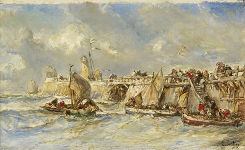 Prints Toile Peinture Murale Embarcadère Eugene Isabey 60x90