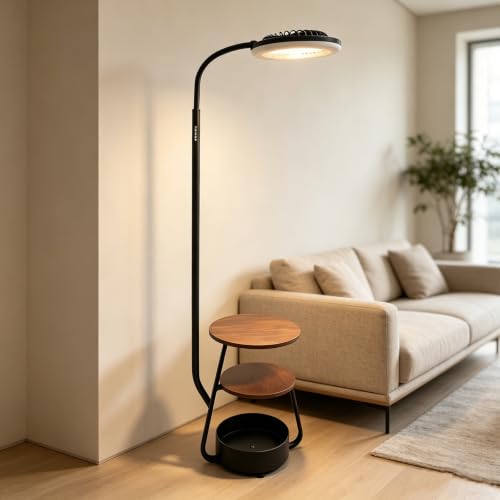 Image of Pedestal Fan with RGB Lights Dimmable Floor Standing Fan 3-Wind Speed